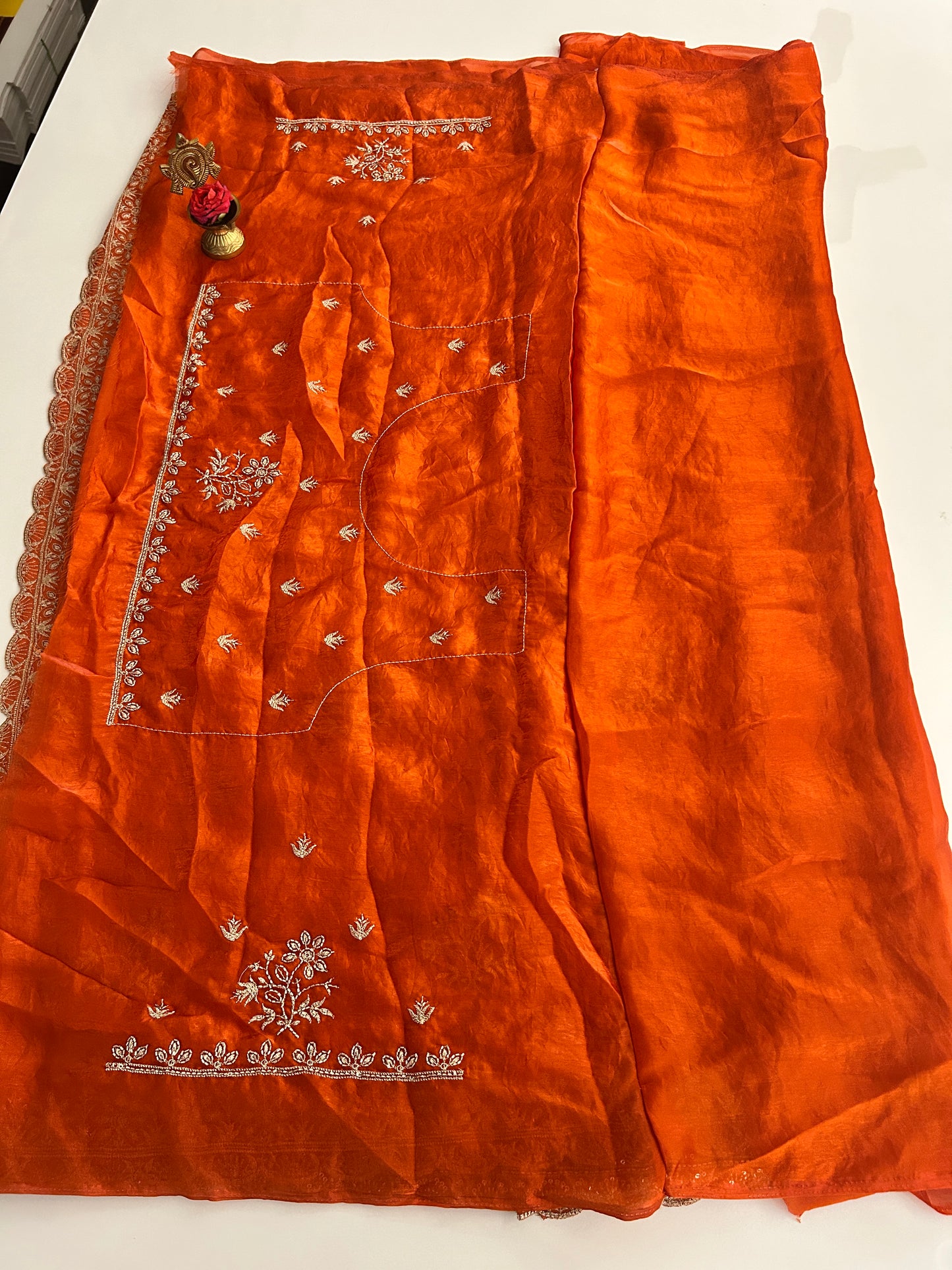 0range fancy saree