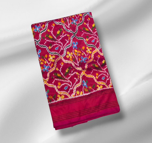 Pink Ikkat Silk Saree