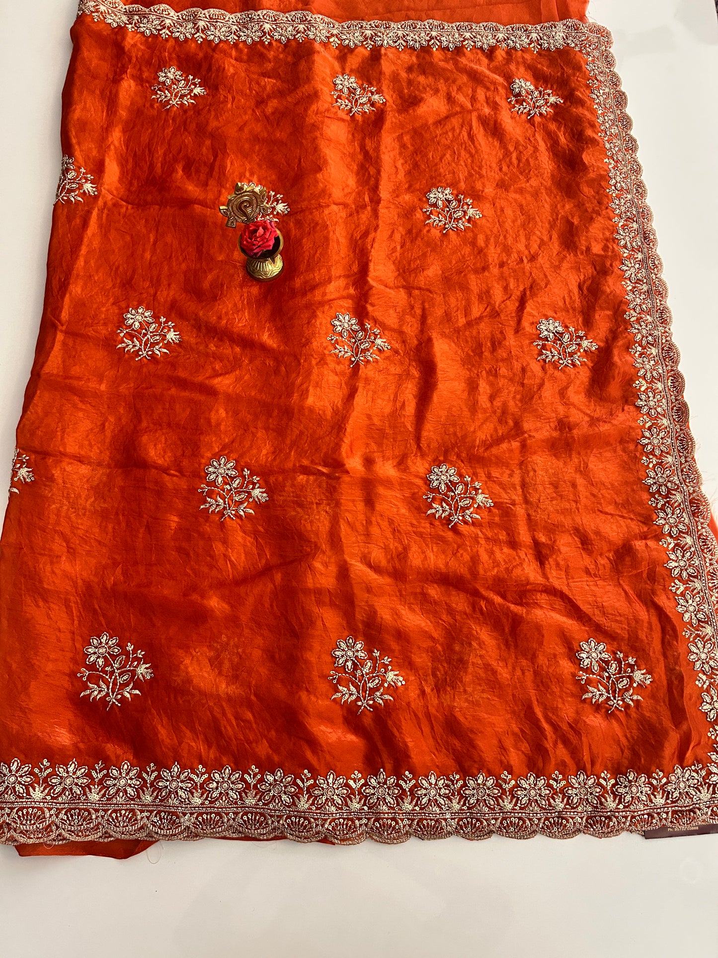0range fancy saree