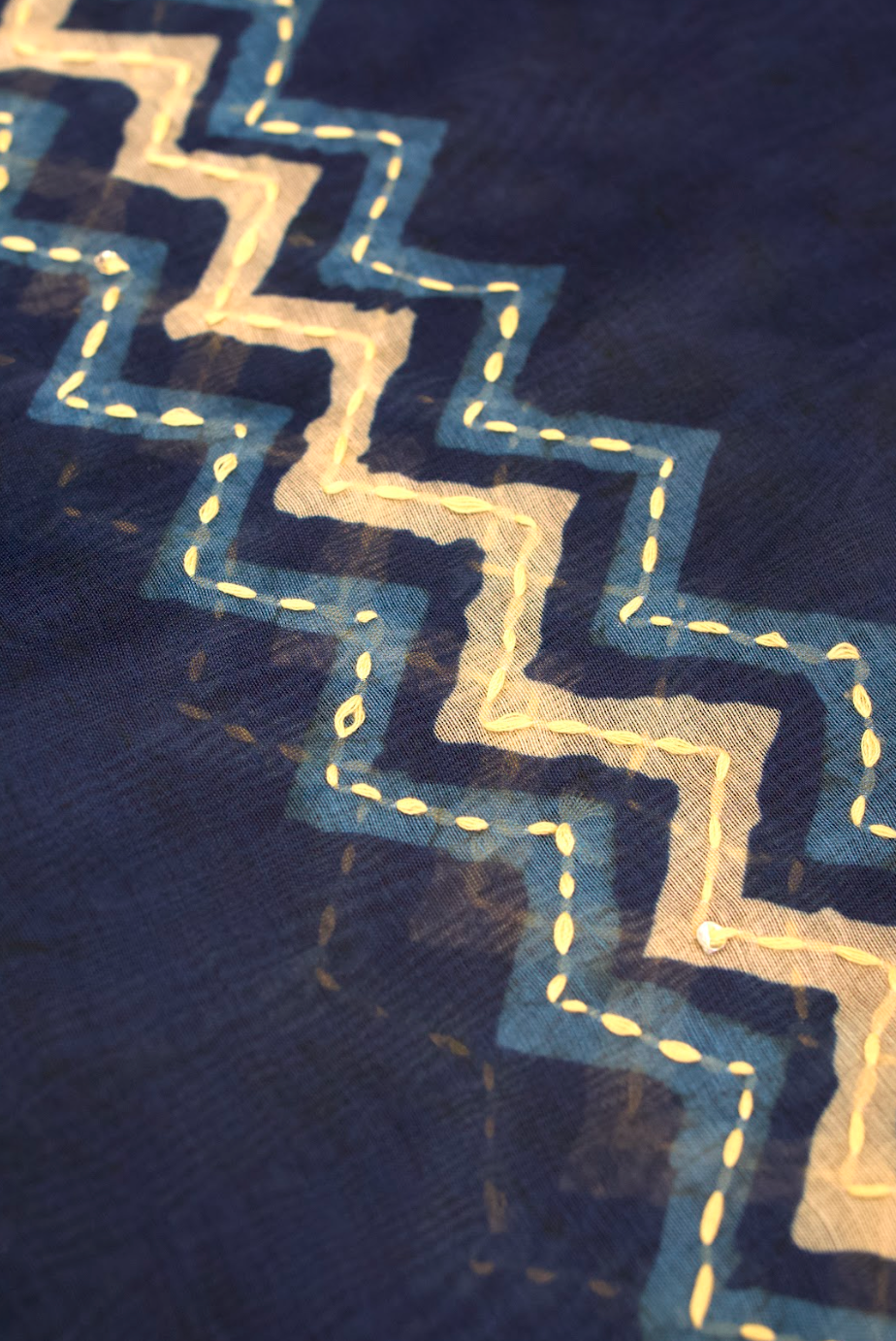 💙 Kantha Work Cotton Saree – Blue 💙