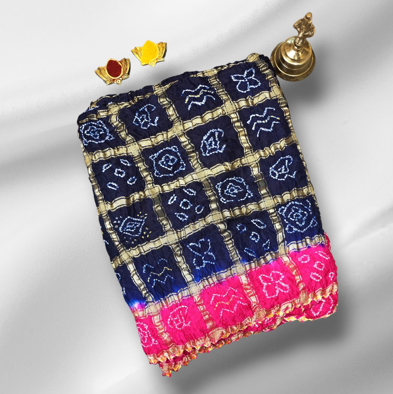 Pure Gaji Silk Saree – Blue & Pink
